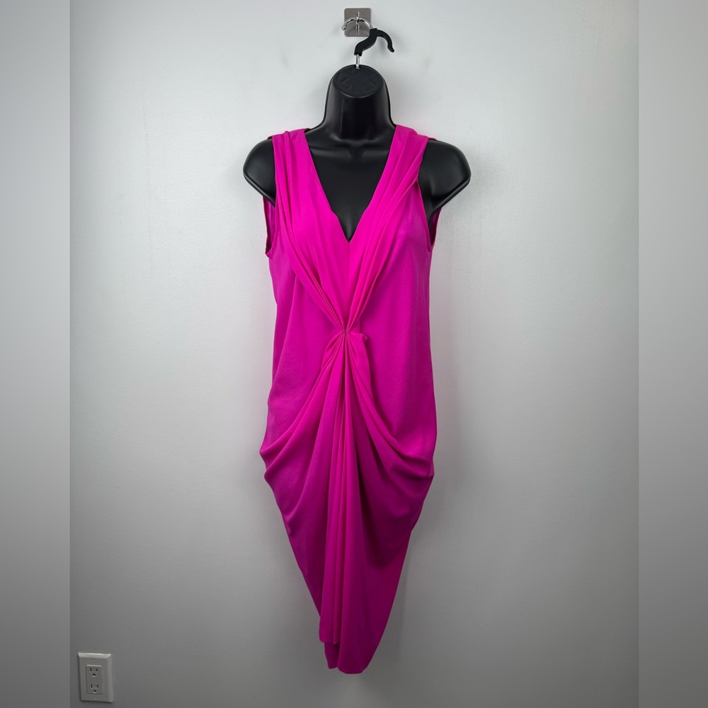 Zero + Maria Cornejo Magenta One-Shoulder Twist Draped Dress